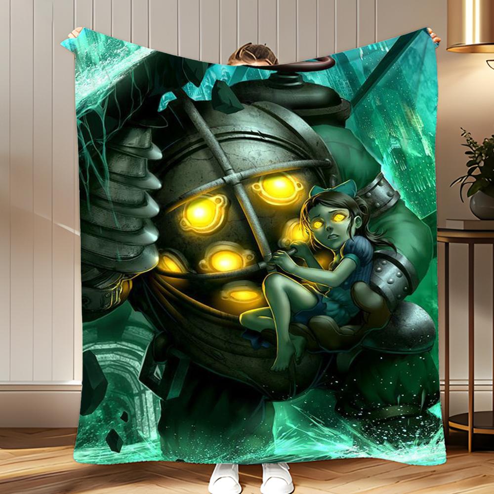 game derivative Bioshock Rapture Throw Soft Coral Fleece Blanket 310gsm Fluffy Warm Throw for Sofa Bed Couch Bedroom Decor