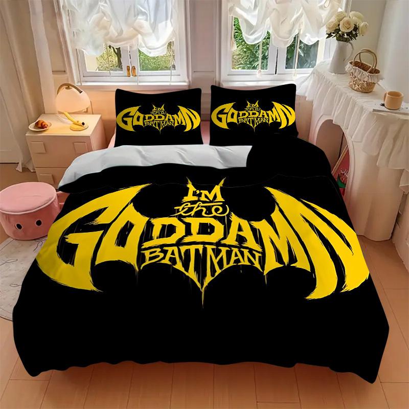 3pcs Batman Bedding Set, Soft Polyester Duvet Cover and Pillowcases Machine Washable Seasons all suitable & Guest Room Decor307