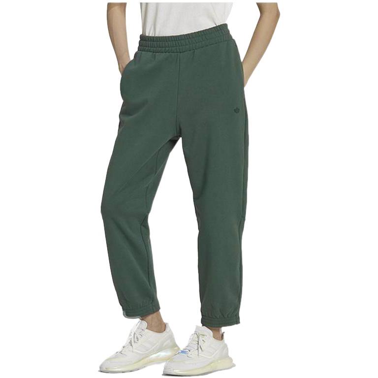 Adidas Оригинальные однотонные спортивные брюки с высокой талией и шнурком, женские брюки, минерально-зеленый цвет, HM1802