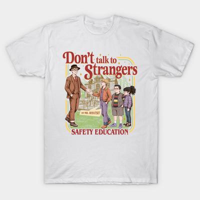 Мужская черная футболка с принтом Don’T Talk To Strangers из Stranger Things Без вырезания Термотрансферный принт Хлопковая футболка
