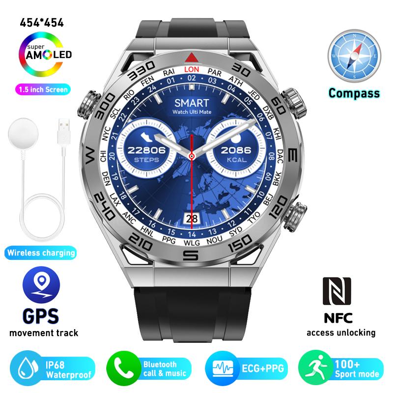 Ecg+ppg умные часы GPS спортивный трек 1,5 дюйма 454*454 экран Nfc Bluetooth вызов умные часы мужские для Huawei Watches Ultimate