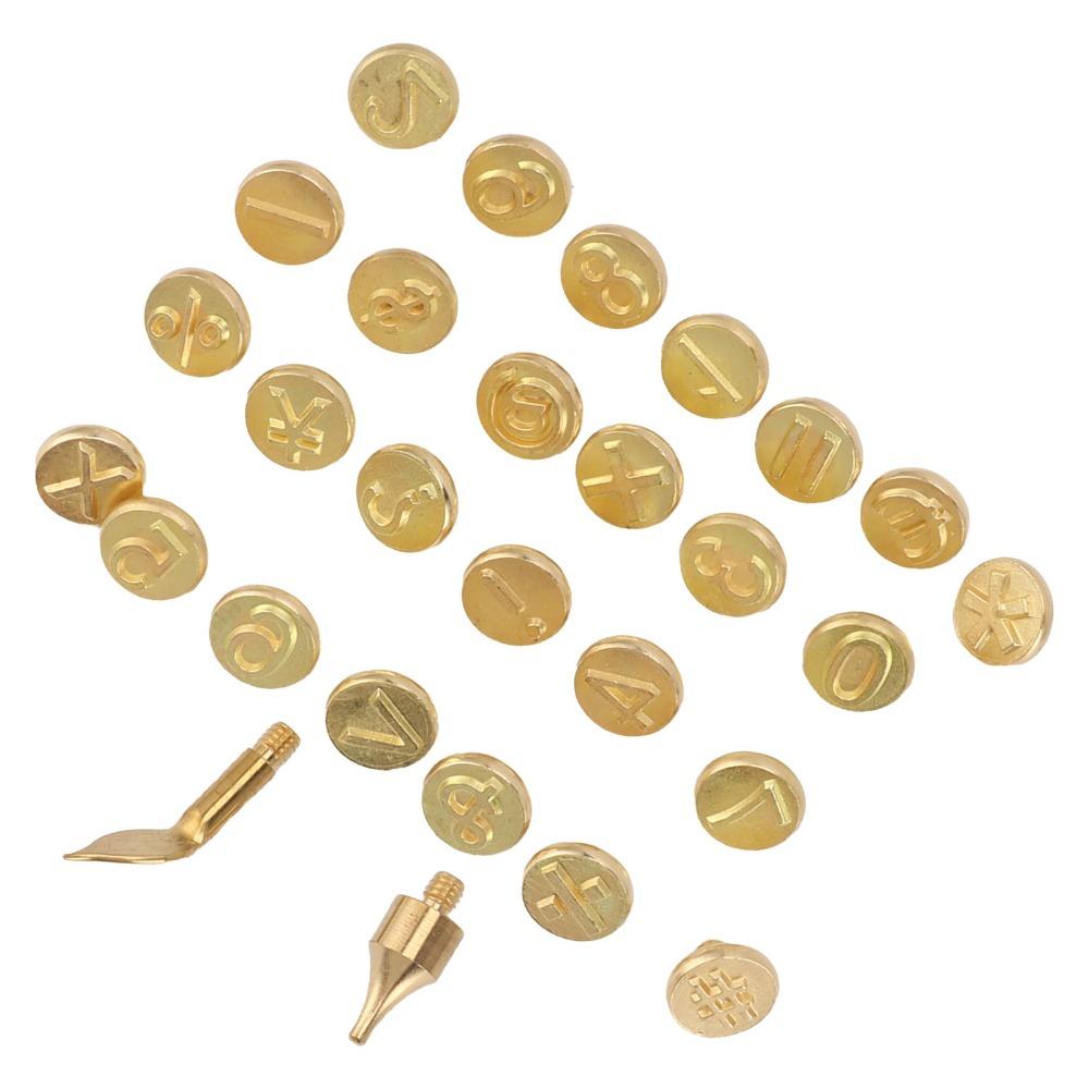 28Pcs Brass Wood Burning Tip Set Gold Brass Pyrography Tip Pyrography Head Kit For Wood Burning
