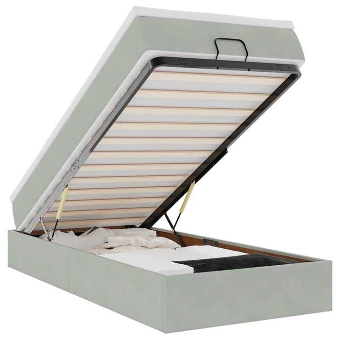 VidaXL Cadre de lit ottoman et matelas gris clair 90x190 cm velours, cadre de lit, cadre de lit rembourré, cadre de lit 3311153