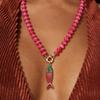 Colored Stone Small Fish Pendant Necklace Bohemian Fish-shaped Charms Jewelry Beads Necklace  Gifts
