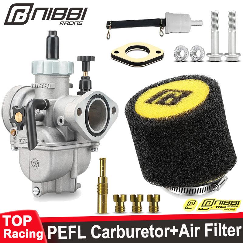 NIBBI PE17mm/19mm/22mm/24mm/26mm/28mm Flange Carburetor With Carb Jets Foam Air Filter Cleaner for Honda Yamaha Scooter Motor