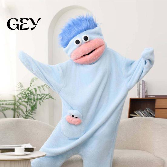 Soft Kids Sleepwear Funny Wearable Big Mouth Onesie Pajamas for Kids, Adults, Dress Up Fleece Cozy Home Loungewear, Hooded Plush One-Piece Jumpsuit
