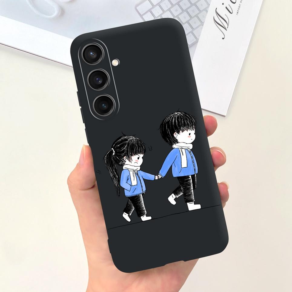 Для Чехла Funda Samsung A35 5G Case SM-A356E Пара Любовь Сердце Цветок Кошка Рисунок Задняя Крышка Для Samsung Galaxy A35 5G Etui