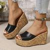 Модные женские босоножки из искусственной кожи на толстой танкетке, классические черные римские женские тапочки на толстой подошве, летние босоножки на платформе, размер 35-42