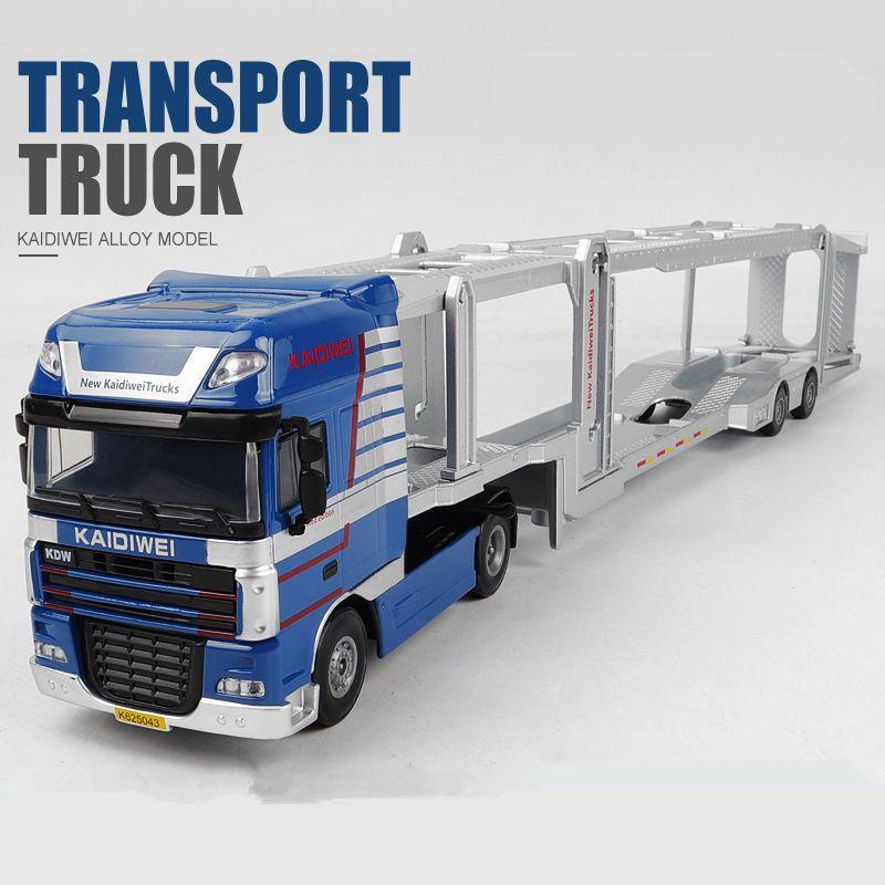 1/50 Alloy Double Deck Flatbed Trailer Model Diecast Metal Heavy Semi Trailer Transport Vehicle Truck Car Model Simulation Kids Gifts
