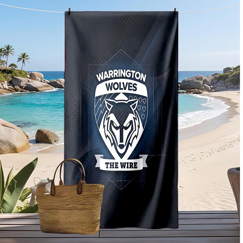 Warrington Wolves Print Beach Towel Soft Portable Quick?dry Towel For Pool Summer Vacation Outdoor Sport