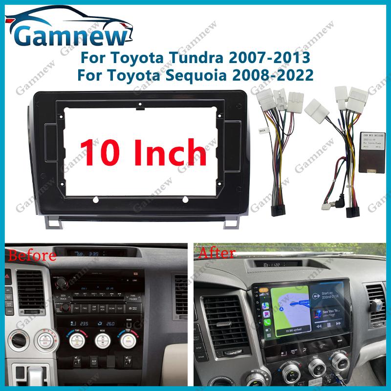 10 Inch Car Fascia Frame Canbus Box Adapter Android Radio Dash Fitting Panel Kit For Toyota Tundra 2007-2013 Sequoia 2008-2022
