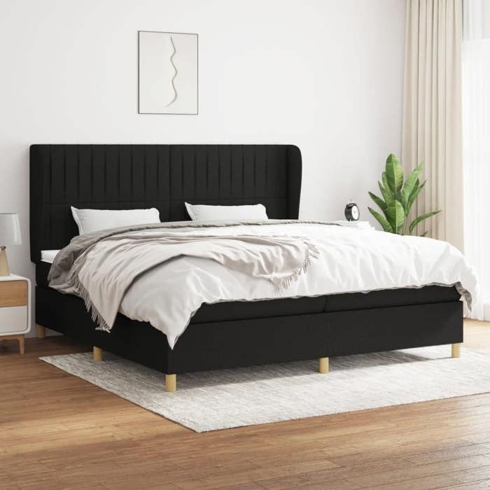 Maison Exclusive - Sommier à lattes de lit avec matelas Noir 200x200 cm Tissu