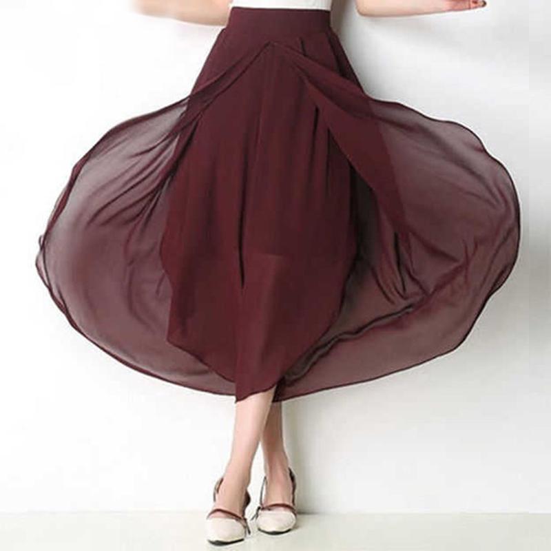 Летние брюки свободные женские брюки длиной до щиколотки с высокой талией шифоновая юбка широкие брюки брюки больших размеров