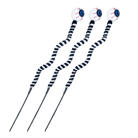 Хэллоуин Пики-глаза 15 дюймов Искусственные глазные яблоки Флористические пики Реалистичные Страшные Черно-белые полосатые Плюшевые ветки Декор для цветочной композиции Вечеринка