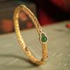 Lustrous Auspicious Clouds Gourd Bracelet for Women Natural Hotan Jade Green Bangles Vintage Chinese Style Hollow Out Jewelry