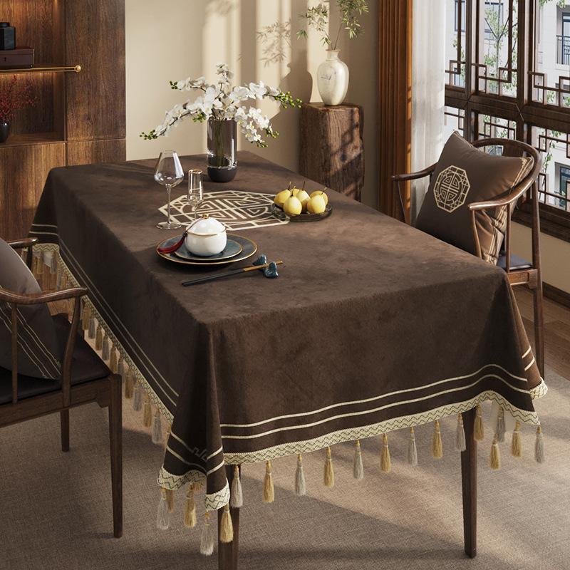 Zen Tablecloth Light Luxury High-End Dining Table Tablecloth Classical Chinese Style Rectangular Dust-Proof Cover Coffee Table Cloth