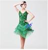 Sequin Fringe Latin Dance Dress with Spaghetti Straps for Performance and Competition