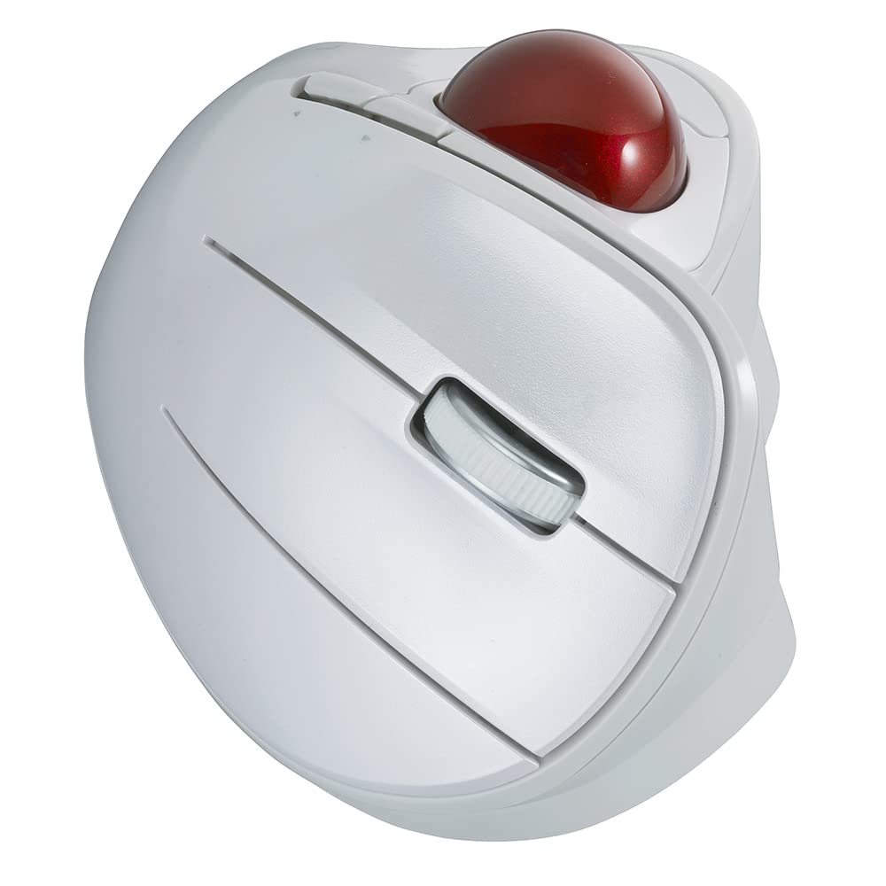 Nakabayashi Digio2 Trackball Mouse, Adjustable Angle, 5 Buttons, Optical, White