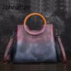 Retro Handmade Genuine Leather Shoulder & Crossbody Bags Leisure Women Handbags Casual Tote Messenger Bag