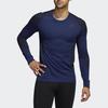 Adidas Облегающая футболка с контрастным воротником и длинными рукавами, мужские топы Victory-Blue H08745