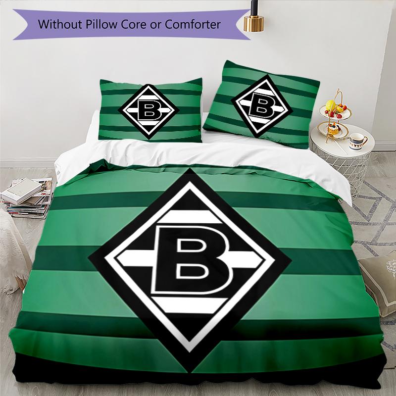 3pcs Borussia Mönchengladbach LOGO pattern bedding set duvet cover set includes duvet cover &pillowcases, perfect all season bedroom decoration & gift