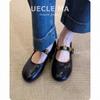 Super Soft Lambskin French Leather Single Shoes Women's Flat Bottom Versatile Gentle Evening Shoes One-word Buckle Mary Jane Shoes