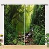 Window Curtain for Living Room and Bedroom, Nature, Tropical Jungle, Rainforest, Waterfall Green Tree Landscape, Shading 2 PiECE