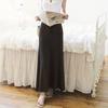 Women Maxi Skirt Adjustable Drawstring High Waist Side Slit Large Hem Long Skirt Solid Color A-Line Skirt