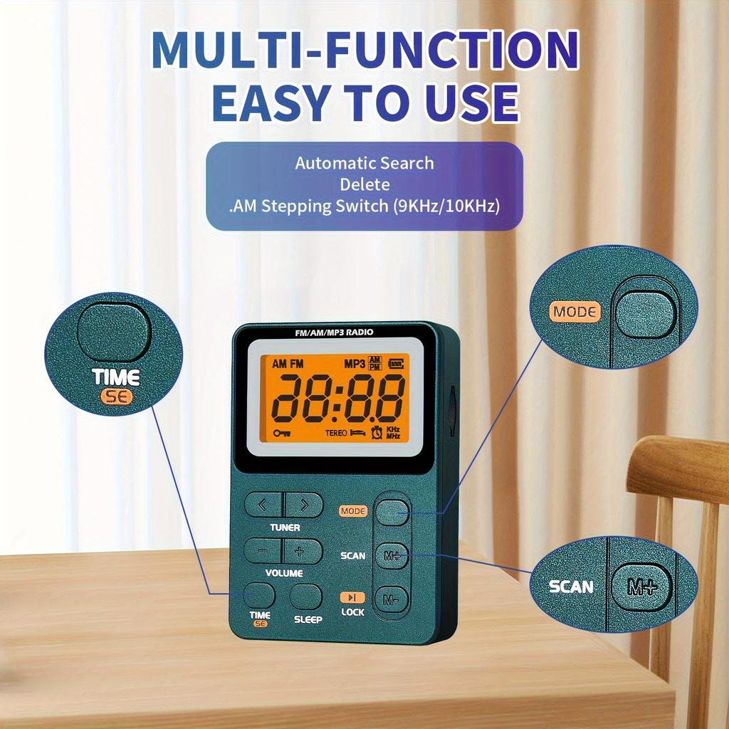 Портативное радио для наушников - Персональные радиоприемники с многофункциональным FM/AM/MP3, интерфейсом TYPE-C