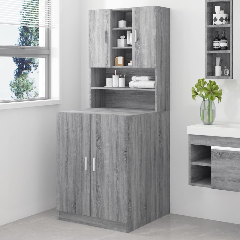 Washing Machine Cabinet Grey Sonoma Particleboard