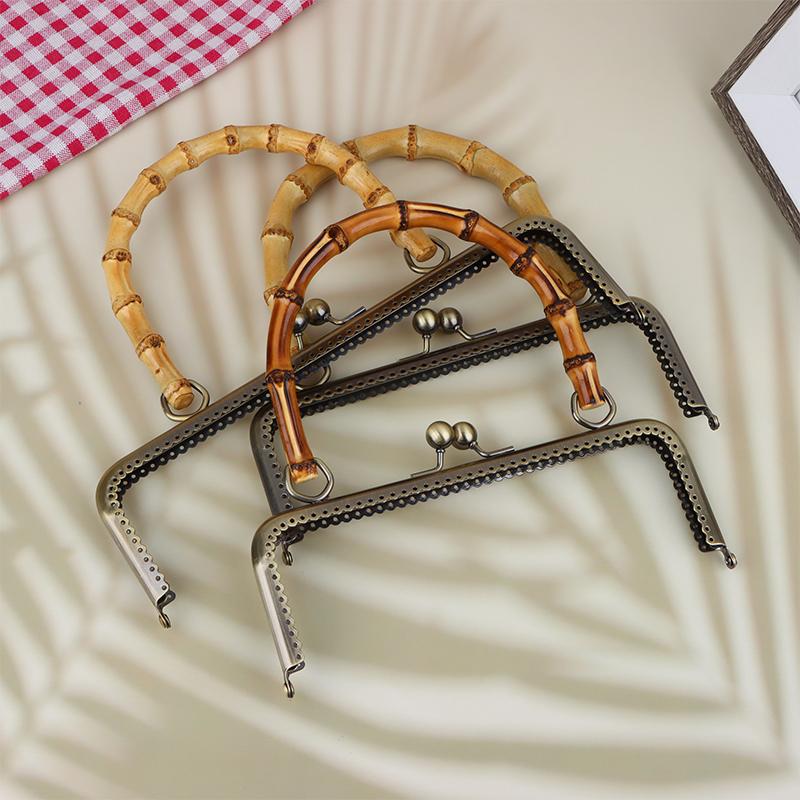 1 шт., винтажный металлический кошелек, рамка, застежка-поцелуй, замок с бамбуковой ручкой, ювелирные застежки, швейные застежки, принадлежности для изготовления кошелька
