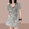 Stylish Sporty Outfit for Women In Summer, Short Sleeve Top and Shorts Set, Trendy Korean Fashion