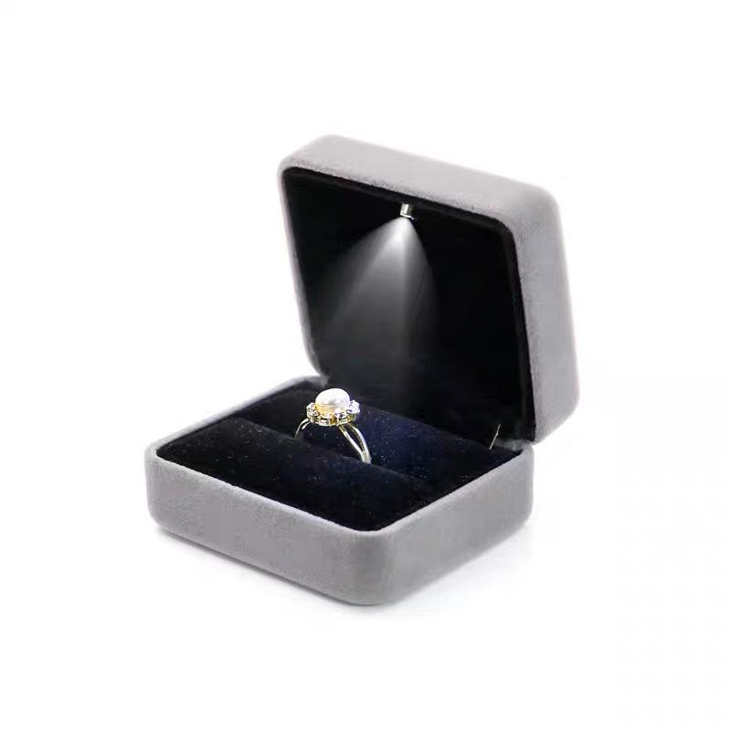 Black Velvet LED Jewelry Ring and Earring Box