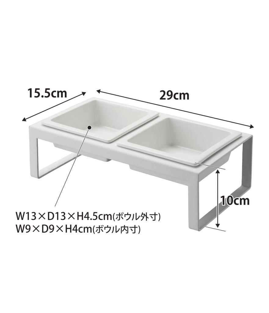 Подставка для мисок для корма для домашних животных Yamazaki Jitsugyo, высокая белая башня 4744, приблизительная. Ш29XГ15.5XВ10см