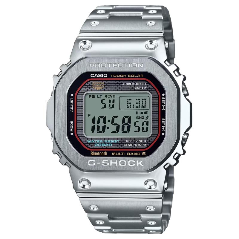 Casio Серия 5000 200 метров водонепроницаемые солнечные кварцевые мужские часы с стальным ремешком серый циферблат GMW-B5000D-1CJF