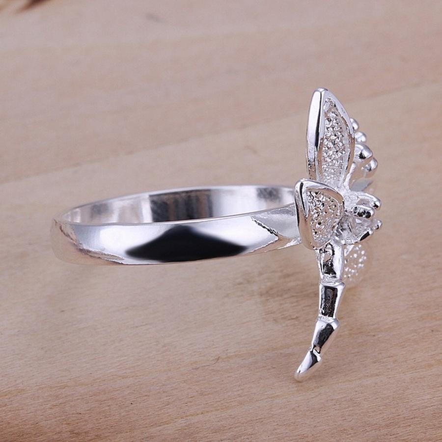 Festival Giftscolor Silver Rings Inlaid Stone Dragonfly Beautiful Trendy Jewelry Women Lady Cute