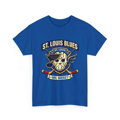 Улица. Футболка Louis Blues с хоккейной маской и скрещенными клюшками и детская футболка | Футболка команды НХЛ