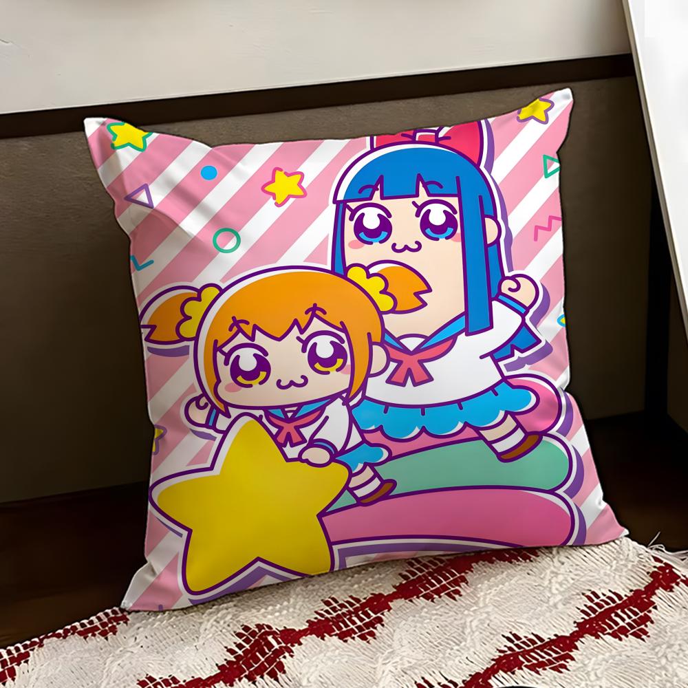 Cute Anime PPop TTeam Epic Cushion Cover Reversible Soft Durable Pillow Cover Home Car MultiScene Use for Daily Comfort