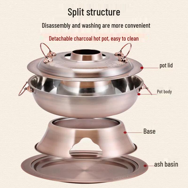 Qiwei Traditional Beijing Yuan Yang Copper Charcoal Hot Pot