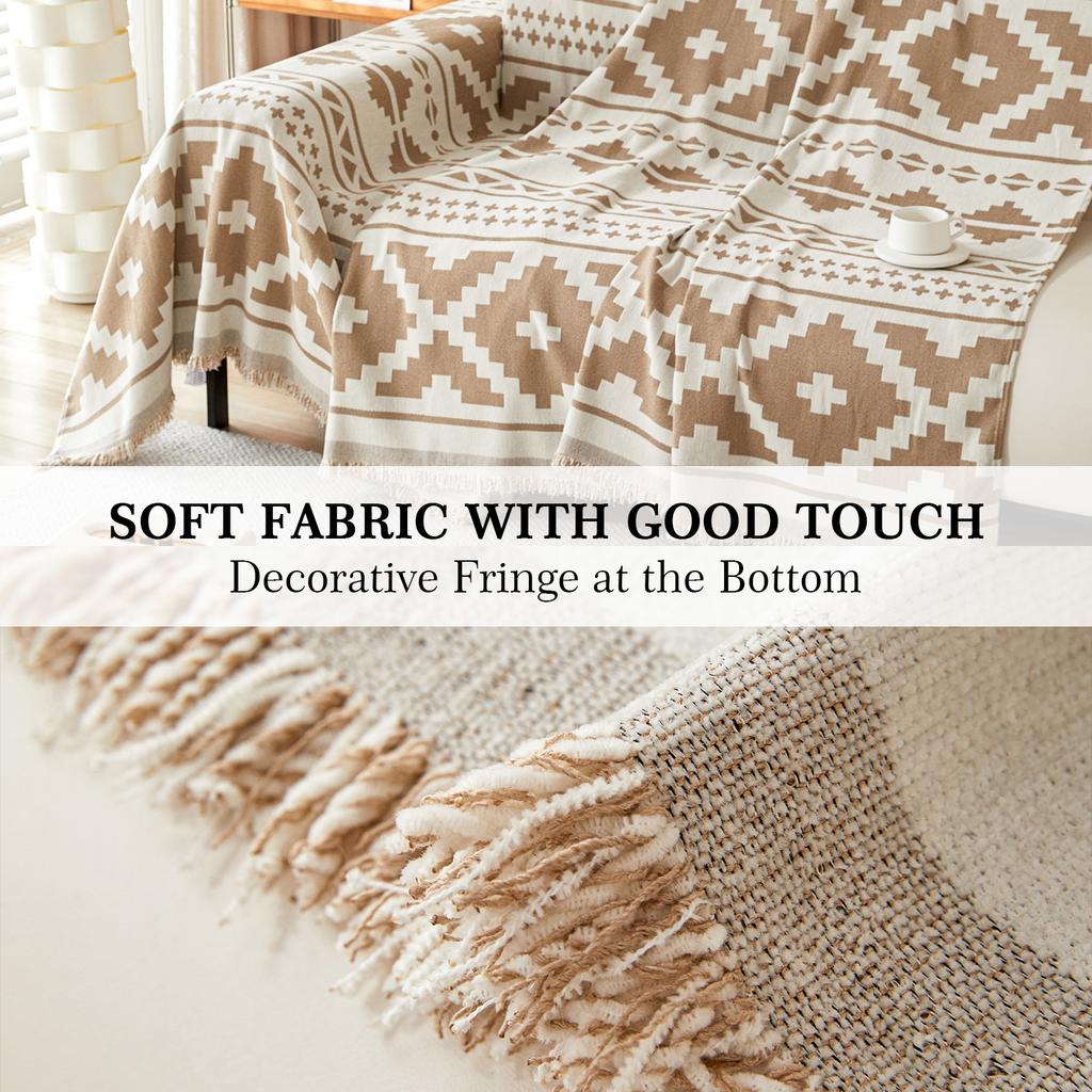 Чехлы на диван для дивана Бохо Чехлы на диван Шенилловое одеяло Хаки Геометрический ромбический ромбовидный Чехлы на диван для секционного дивана L-образной формы