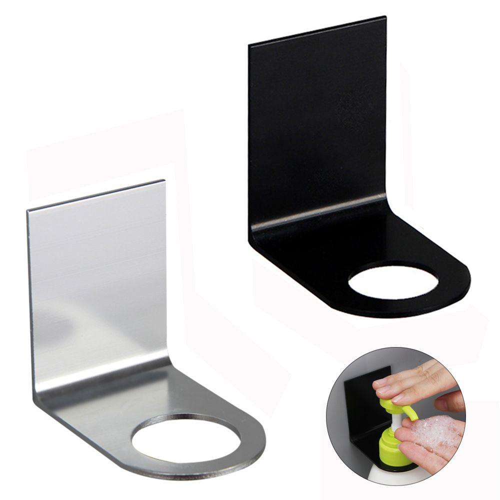 1Pc Wall Mounted Soap Bottle Holder Free of Punch Metal Hook Stainless Steel Bottle Hanger Stand Traceless Kitchen Supplies