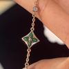 Four-leaf Clover Rhombus Malachite Bracelet 18K Rose Gold Light Luxury High-end Jewelry
