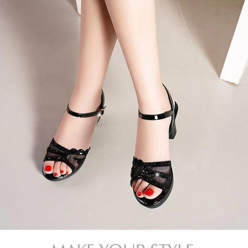 Обувь для женщин 2024 года, модные женские босоножки на платформе, летние сандалии для платья, женские сетчатые туфли с пряжкой и открытым носком в римском стиле, женские