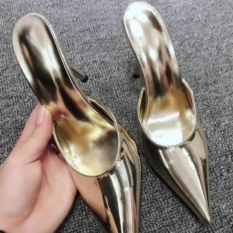 Sexy Pointed Toe Mules Slippers Women Spring Autumn Thin Heel Slingback Sandals Female Fashion Designer High Heels Sandals Women