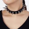 Long Spike Choker Punk Faux Leather Collar  Goth Style Necklace Accessories