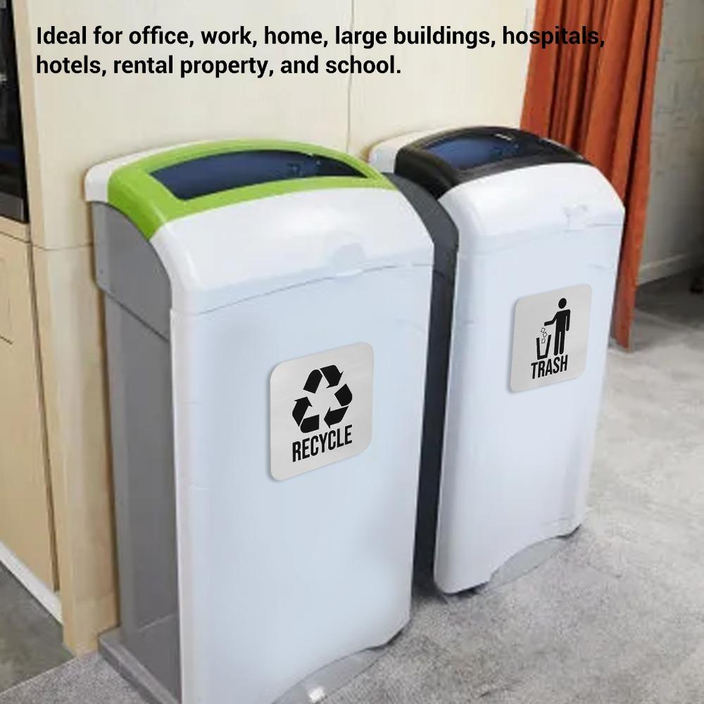 2Set Waterproof Garbage Bin Labels Easy To Apply Recycle Label Sign Waste Basket Labels Trash Bins