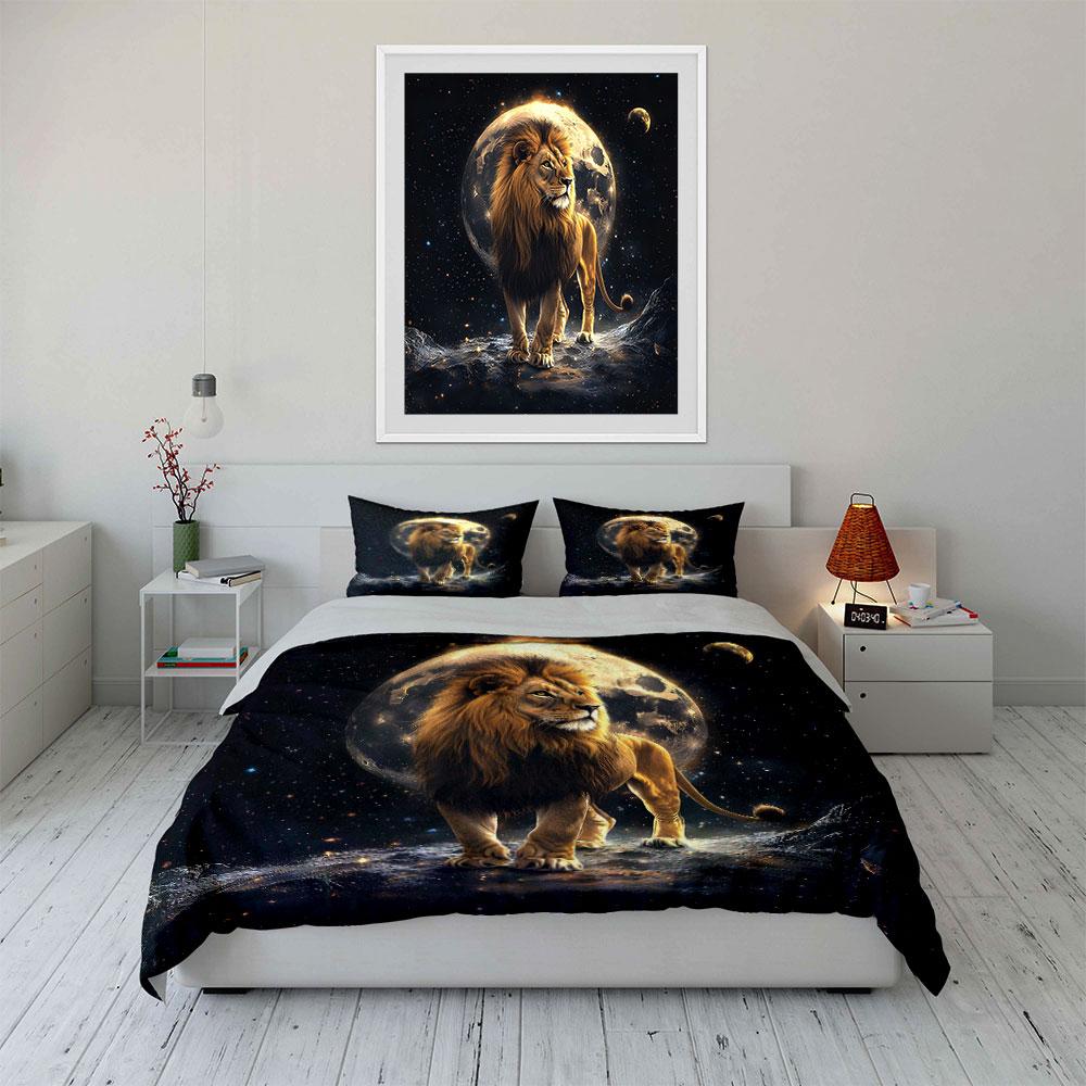 "Majestic Lunar Lion Elegance" Bedding sets Duvet covers Pillowcases(1* Duvet Cover 2* Pillowcases without duvet insert)