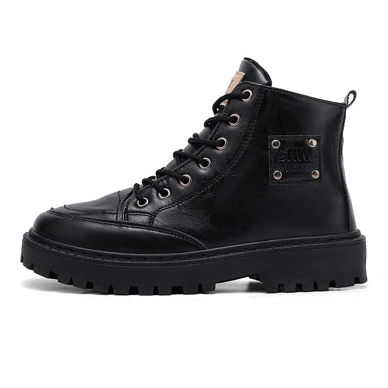 Martin Boots Men's Shoes Winter High-top Leather Men's Leather Shoes Black Locomotive Leather Boots Anti-splash Tooling Boots