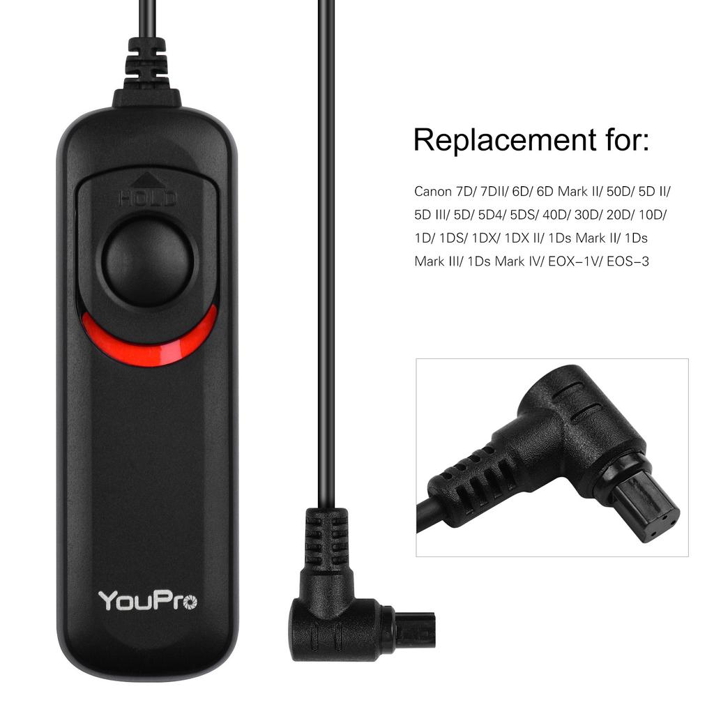 YouPro N3 Type Shutter Release Cable Timer Remote Control 1.2m 3.9ft Replacement for Canon 7D 7DII 6D 6D Mark II 50D 5D