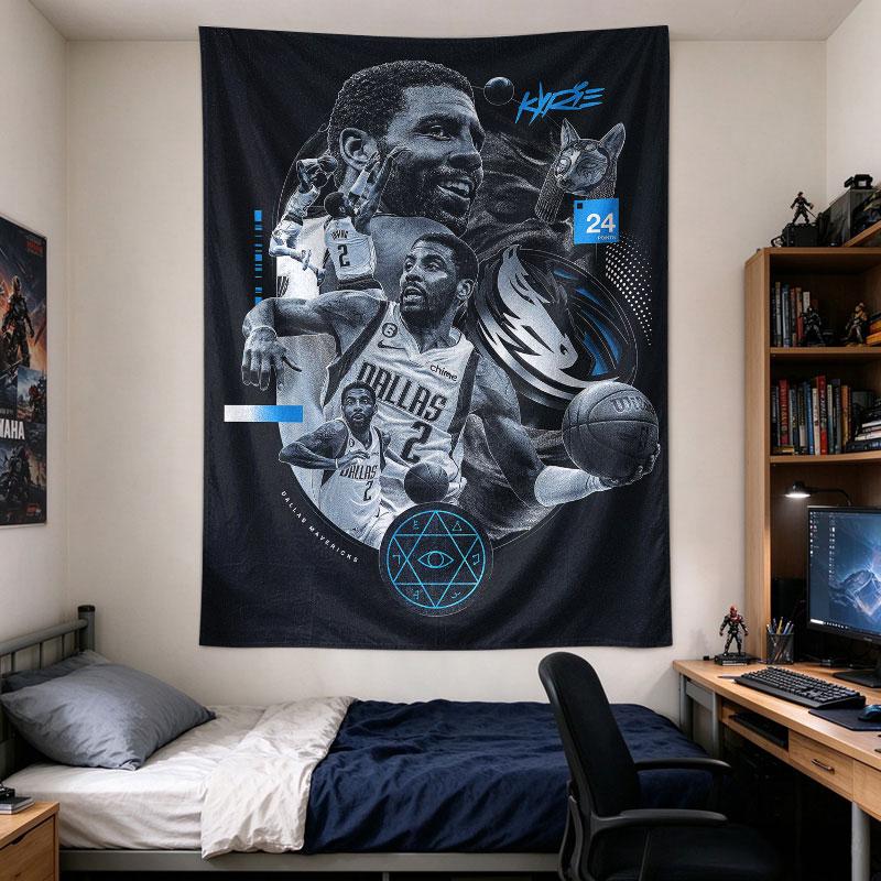 Kyrie Irving Dallas Mavericks Poster Collage Action Poses Dark Blue 24 Points Anubis